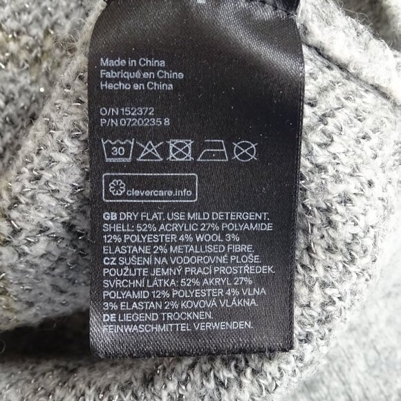 H&M Gray Fair Isle Knit Sweater Crew Neck Women Size M Acrylic Blend Long Sleeve - Picture 6 of 9